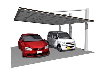 側面支持のイメージ図です。柱がない分楽々駐車です。"